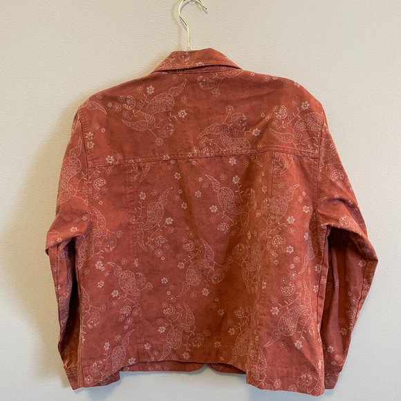 Jean Jacket Cabela's Sz Lg Cotton Dusty Rose Floral Paisley EUC Grandma-Core - Picture 2 of 11